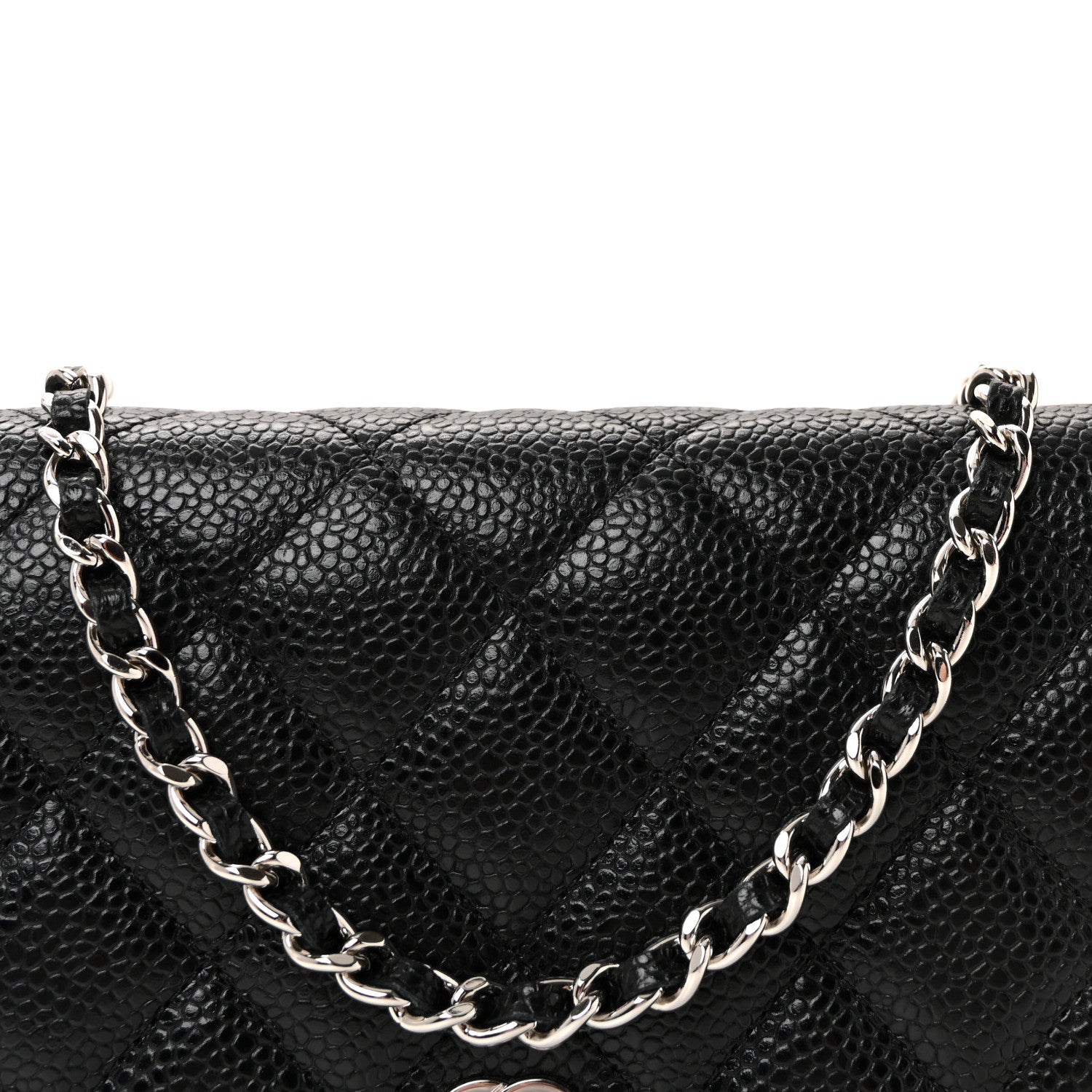Caviar Quilted Wallet on Chain WOC Black