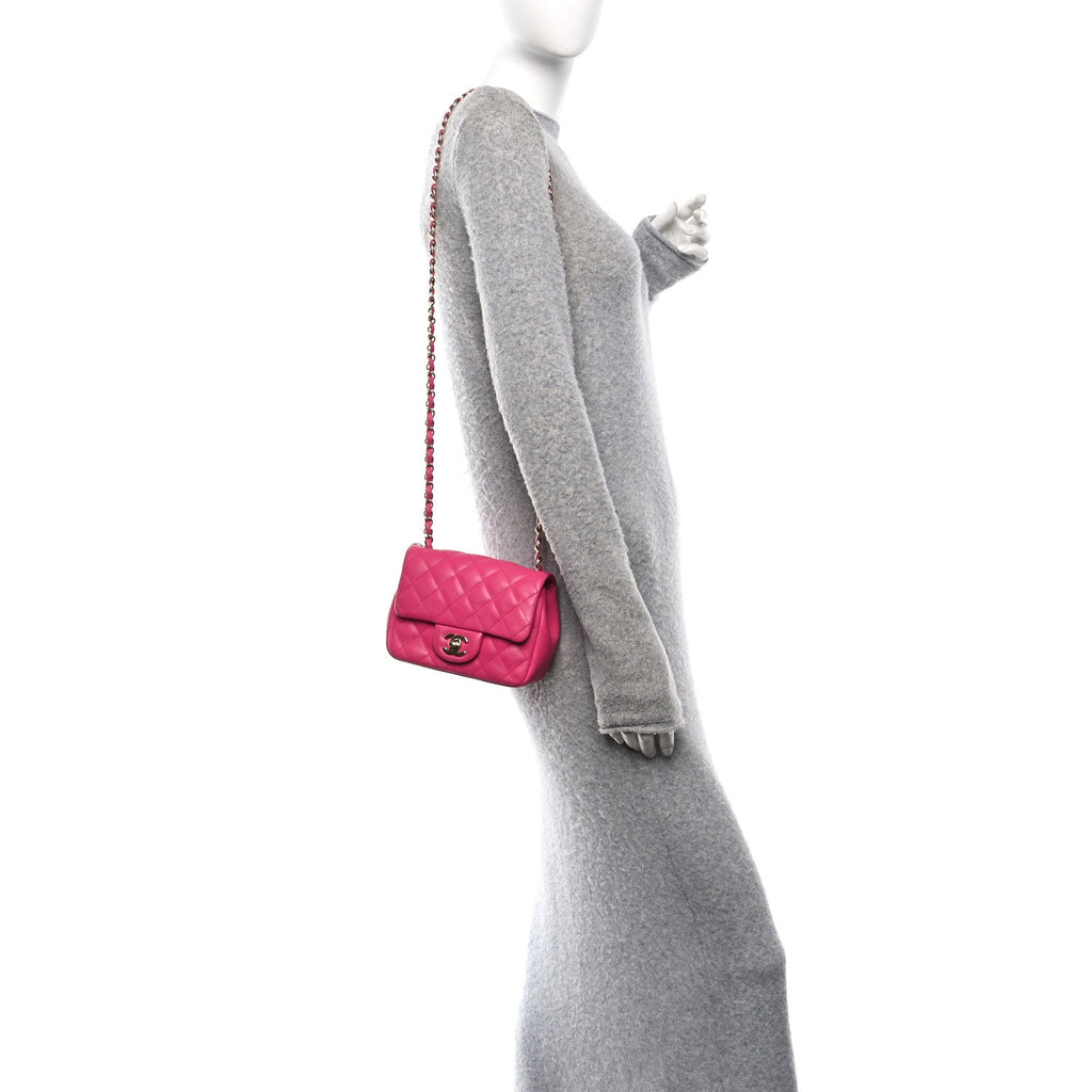 Lambskin Quilted Mini Square Flap Pink