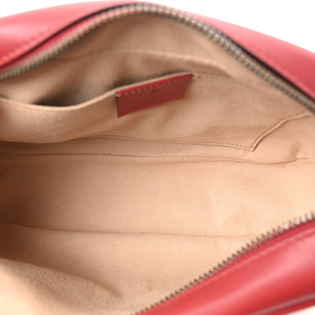 Calfskin Matelasse Small GG Marmont Chain Shoulder Bag Hibiscus Red