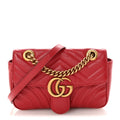 Calfskin Matelasse Mini GG Marmont Shoulder Bag Hibiscus Red