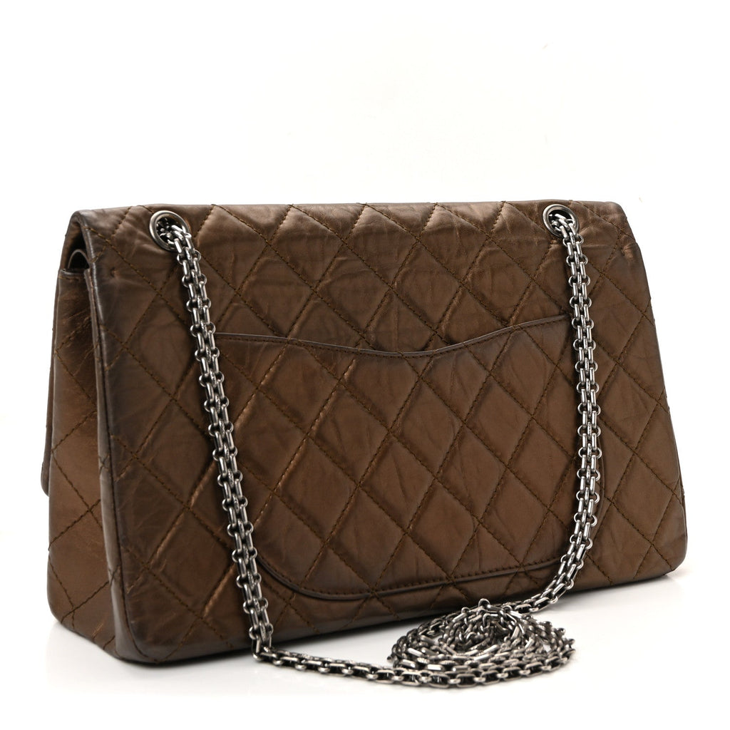 Metallic Aged Calfskin Quilted 2.55 Reissue 227 Flap Bronze