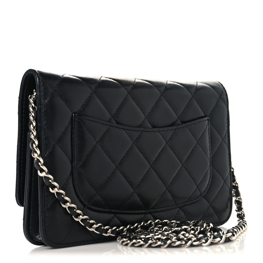 Lambskin Quilted Wallet On Chain WOC Black