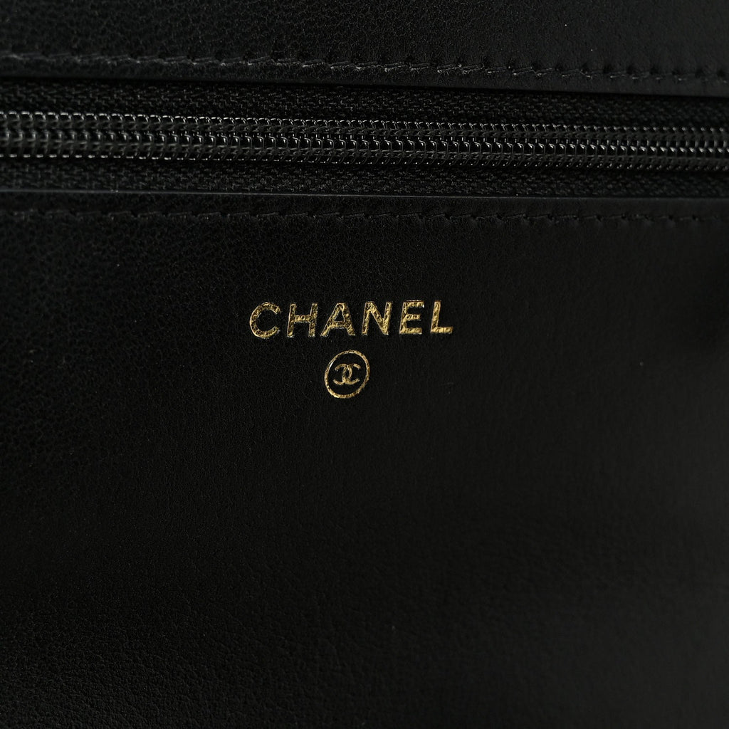 Lambskin Quilted Chanel 19 Wallet On Chain WOC Black