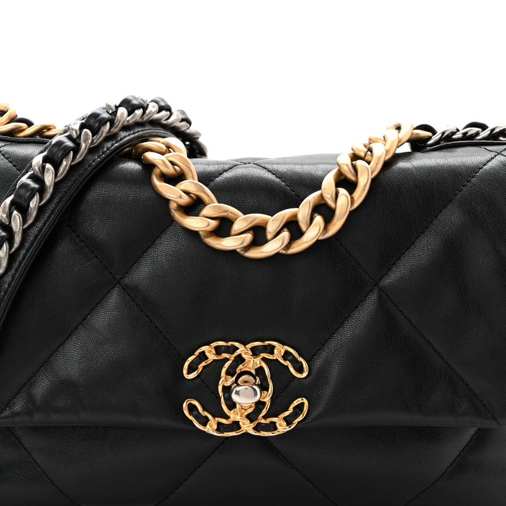 Goatskin Quilted Medium Chanel 19 Flap Black