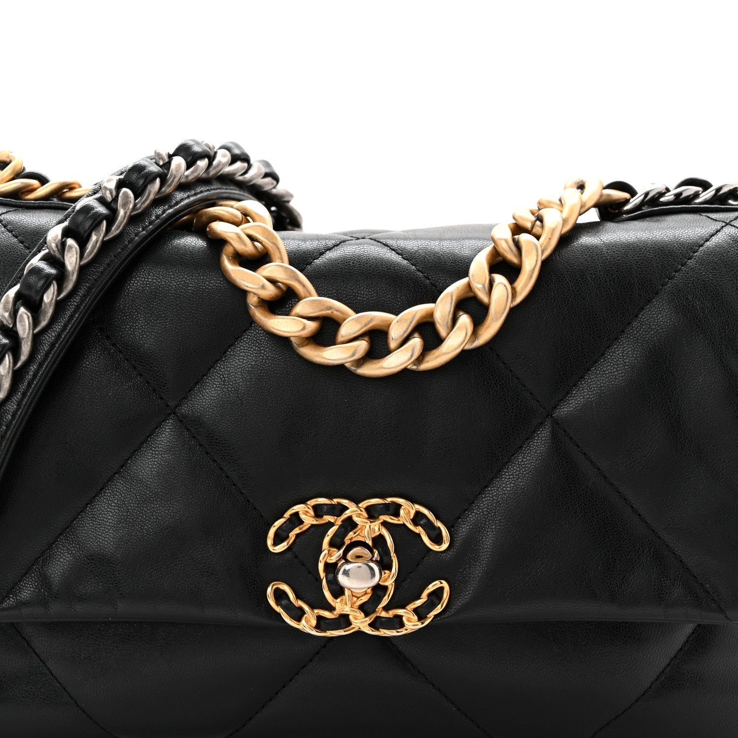 Goatskin Quilted Medium Chanel 19 Flap Black