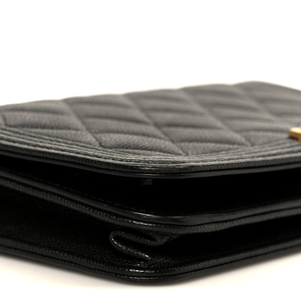 Caviar Quilted Boy Wallet On Chain WOC Black