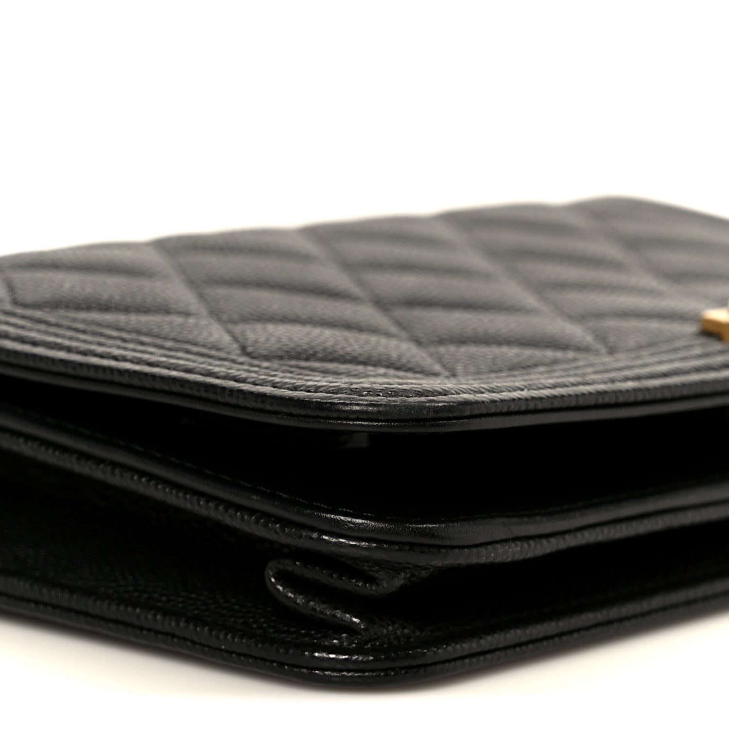 Caviar Quilted Boy Wallet On Chain WOC Black