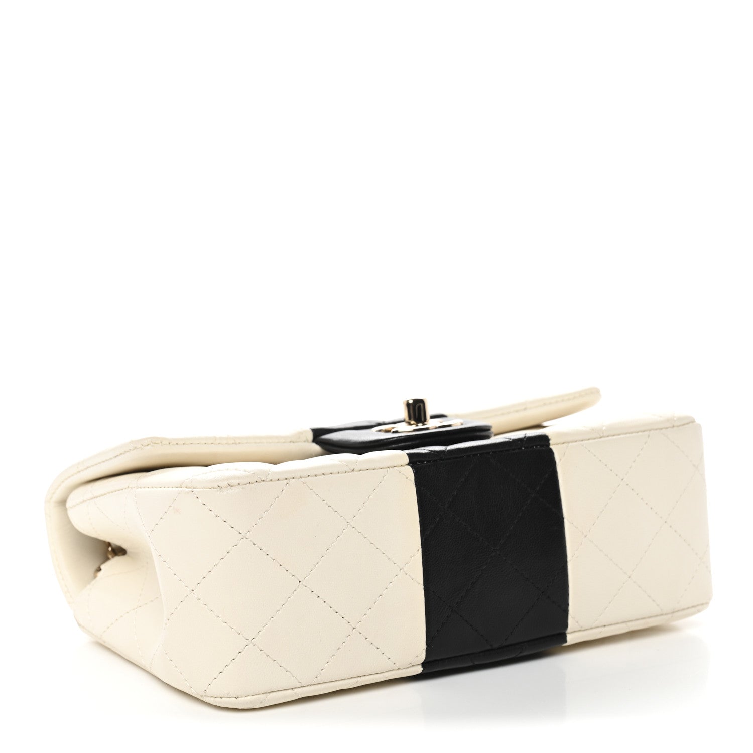 Lambskin Quilted Mini Rectangular Flap White Black