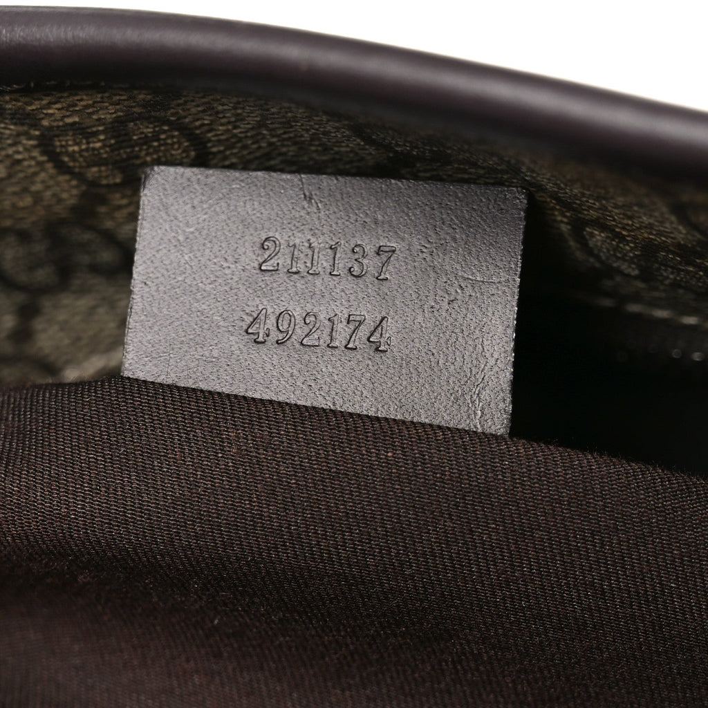 GG Supreme Monogram Medium Zippered Shopping Tote  Dark Brown