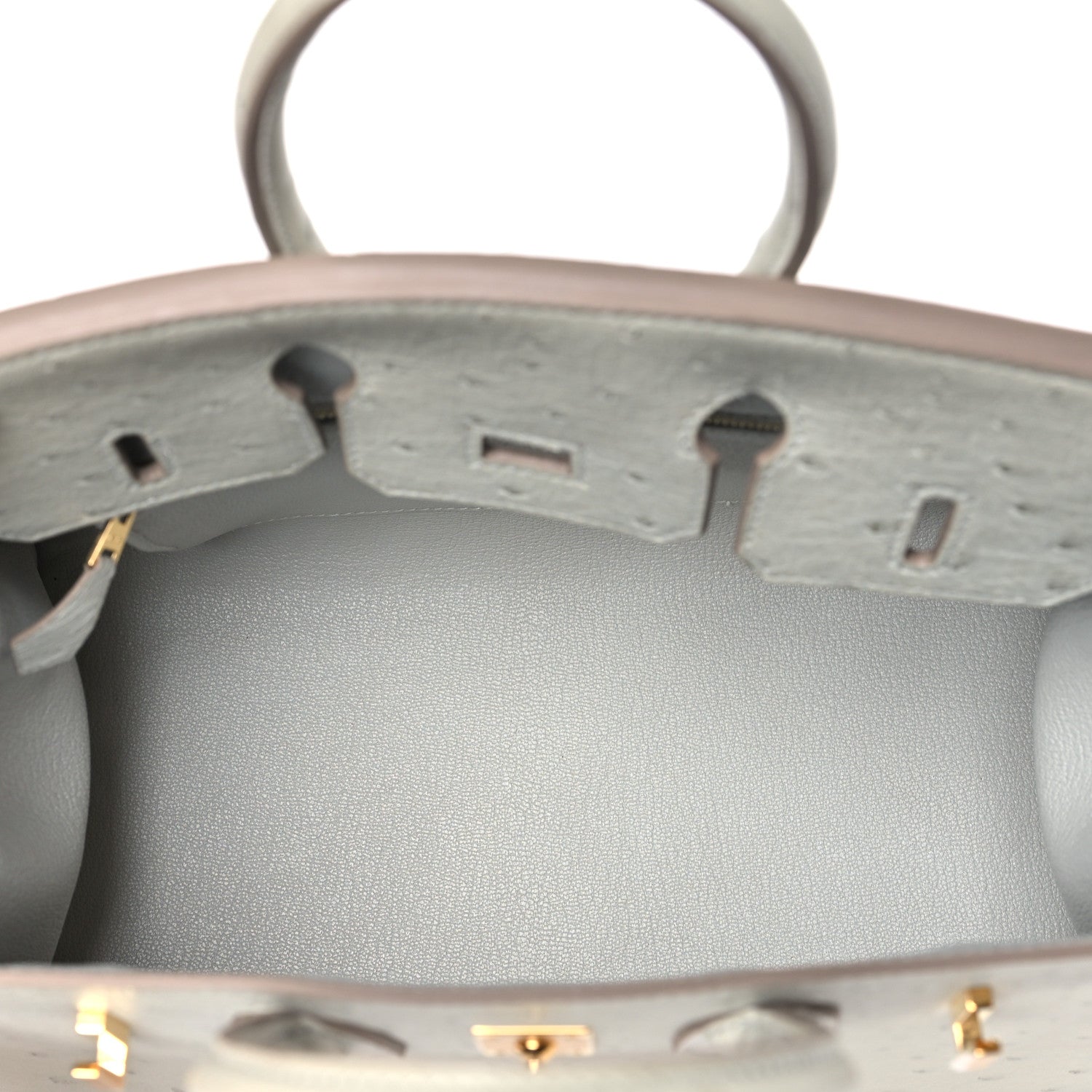 Ostrich Birkin Sellier 25 Gris Perle