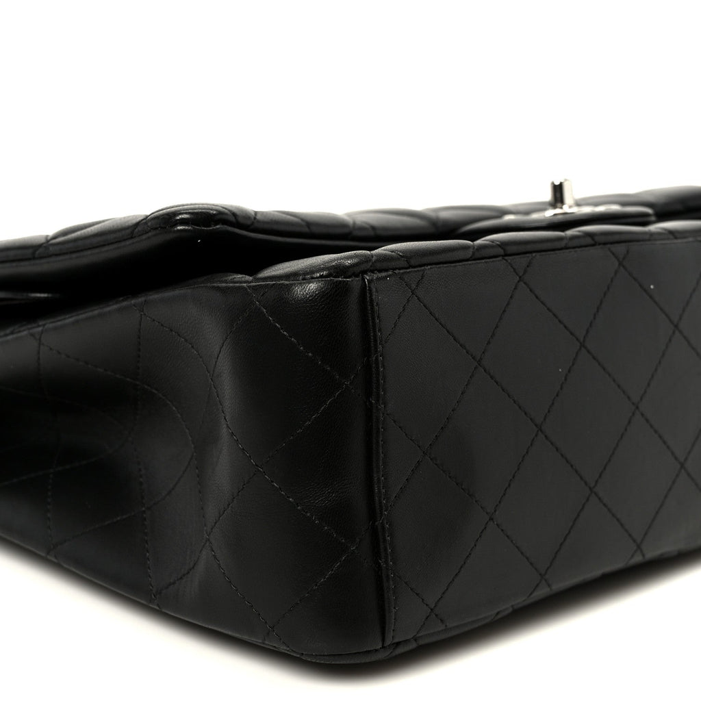 Lambskin Quilted Maxi Double Flap Black