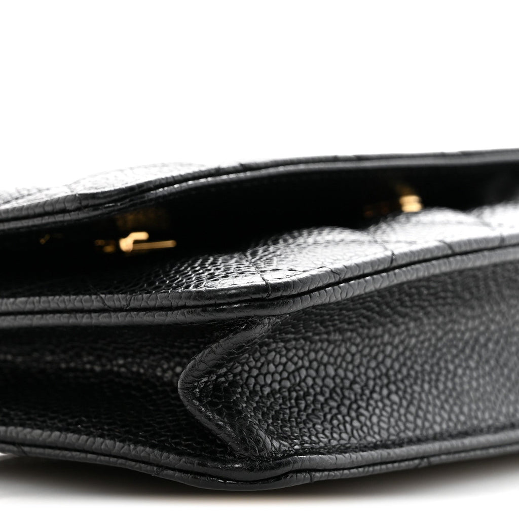 Caviar Quilted Wallet on Chain WOC Black