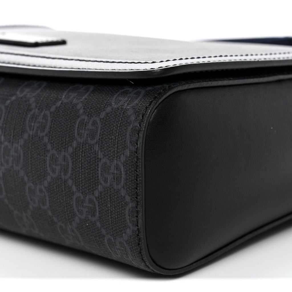 GG Supreme Monogram Appia Calfskin Web Crossbody Bag Black Grey