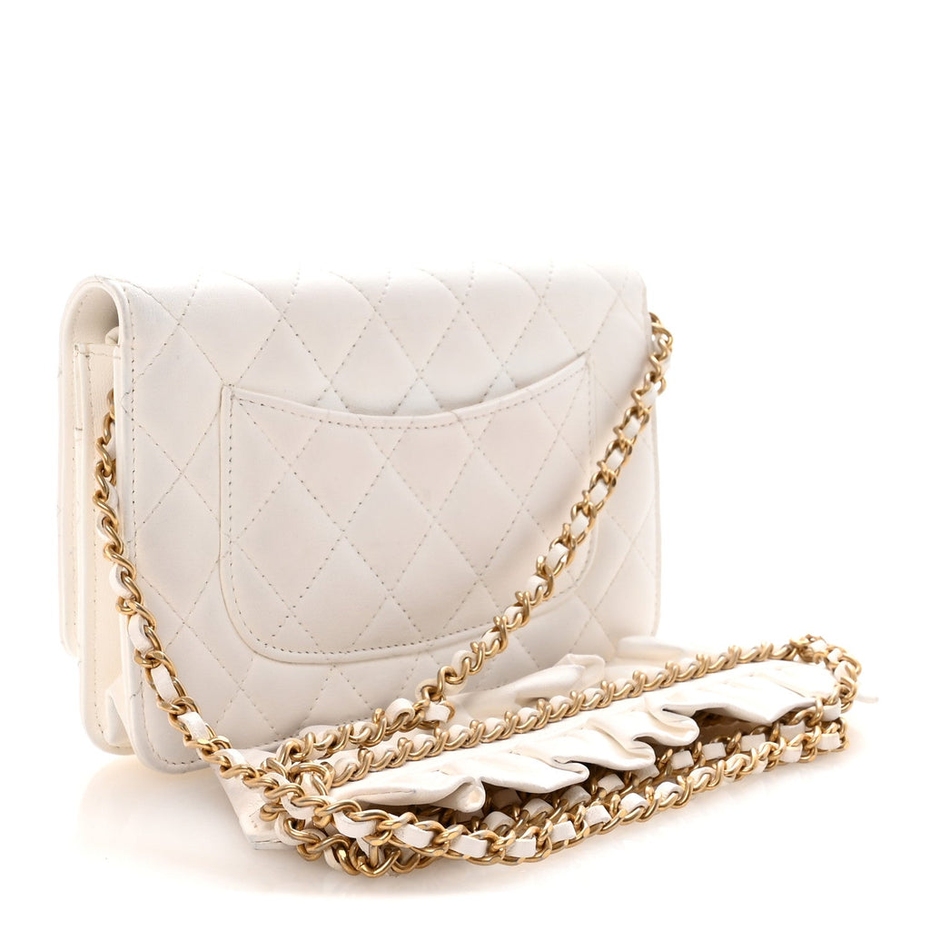 Lambskin Quilted Romance Wallet On Chain WOC White
