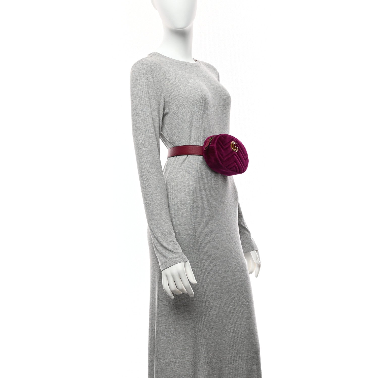 Velvet Matelasse GG Marmont Belt Bag 95 38 Fuchsia Violet Cyclamen