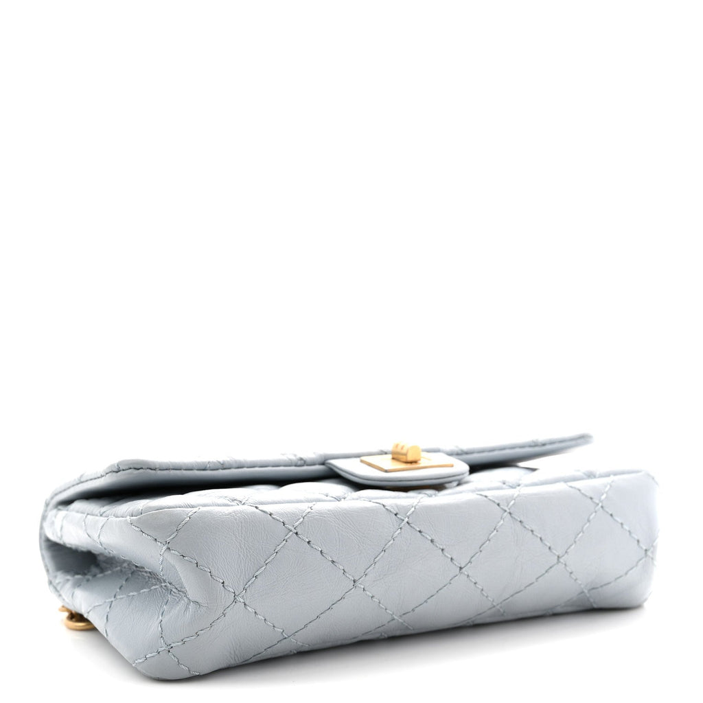 Aged Calfskin Quilted 2.55 Reissue Chain Waist Bag Light Blue