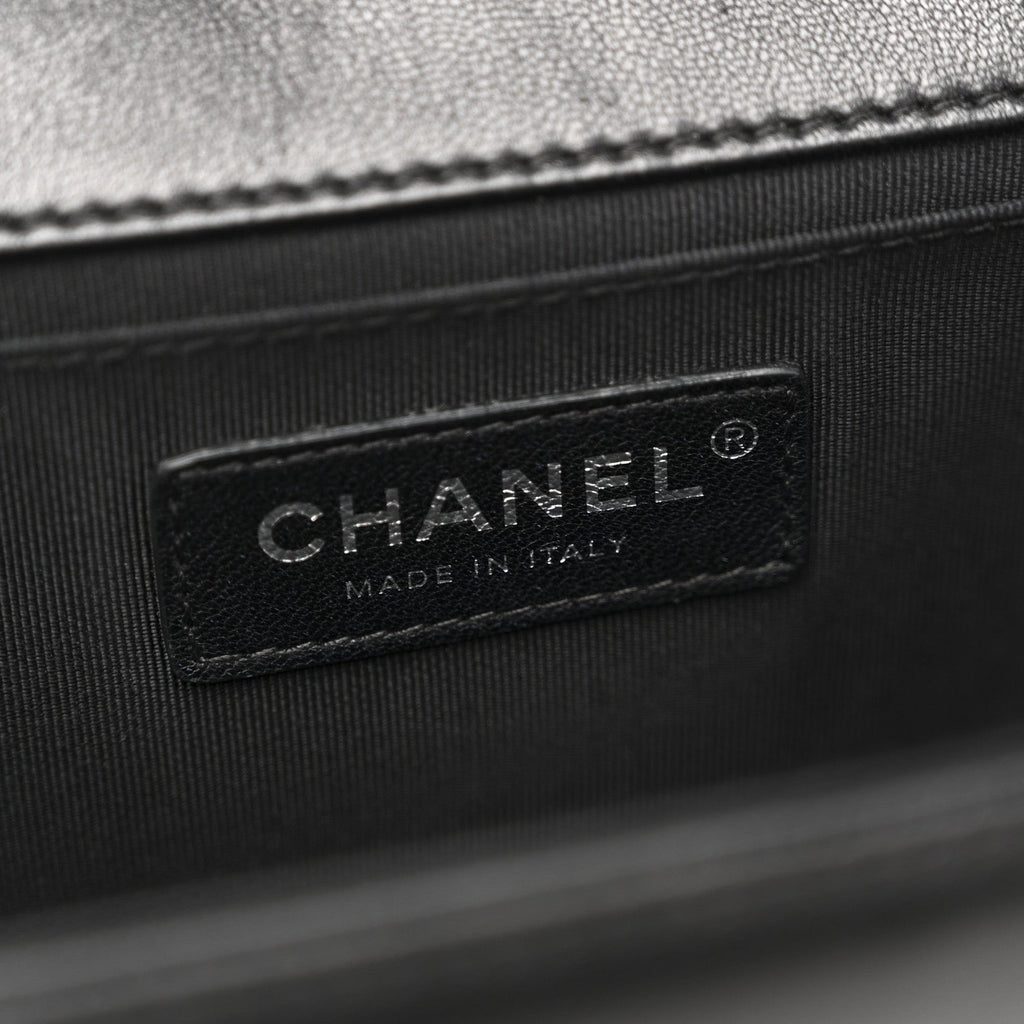 Lambskin Quilted Medium Boy Flap Black