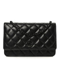 Lambskin Quilted Wallet On Chain WOC So Black