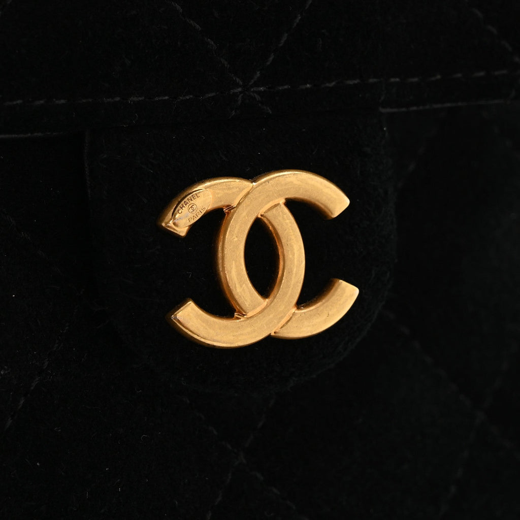 Suede Quilted Medium Chanel 25 Handbag Black