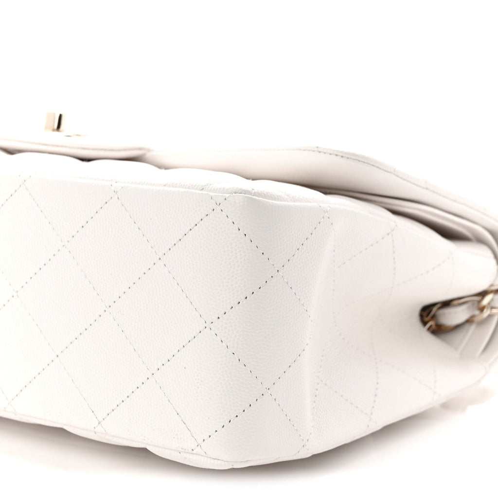 Caviar Quilted Jumbo Double Flap White