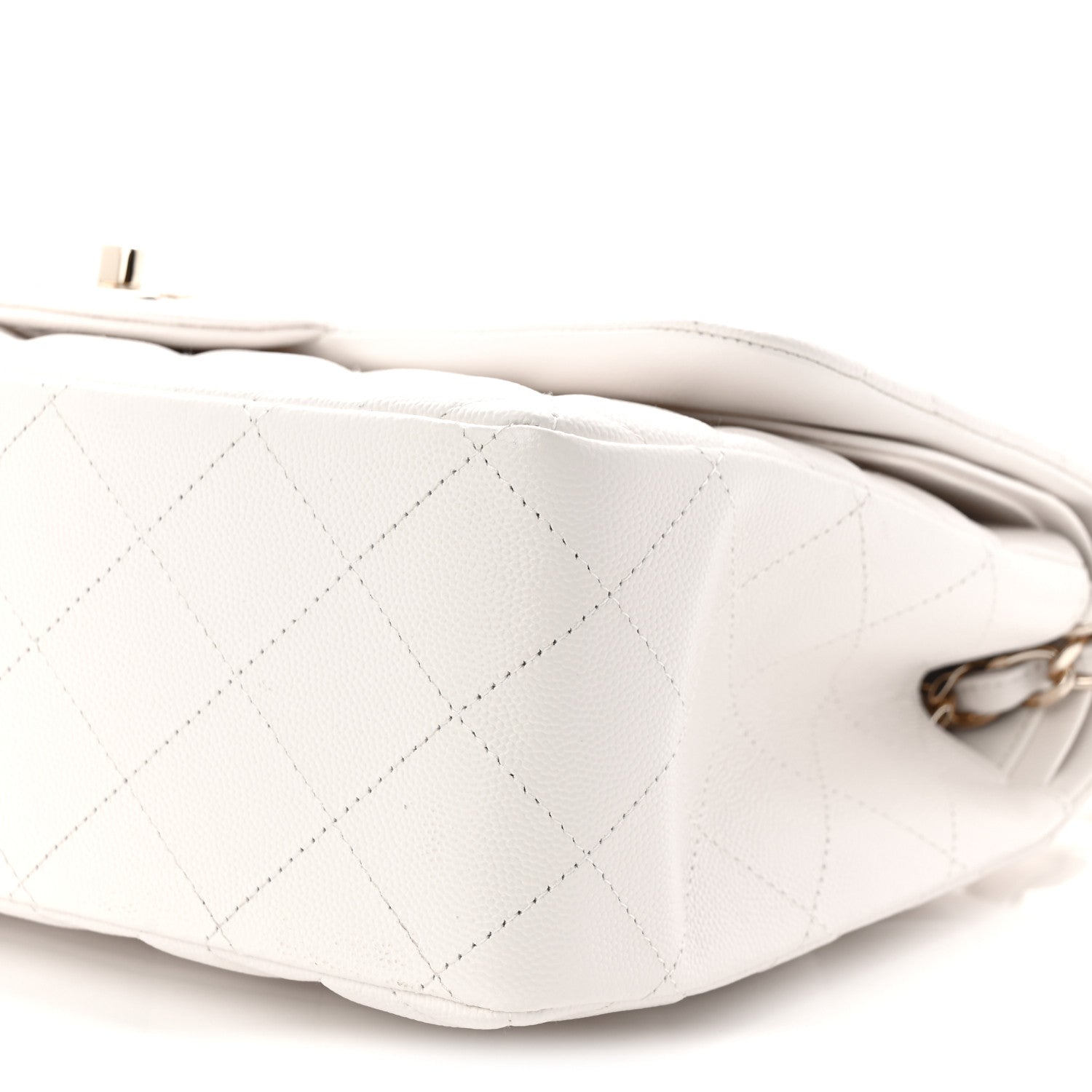 Caviar Quilted Jumbo Double Flap White