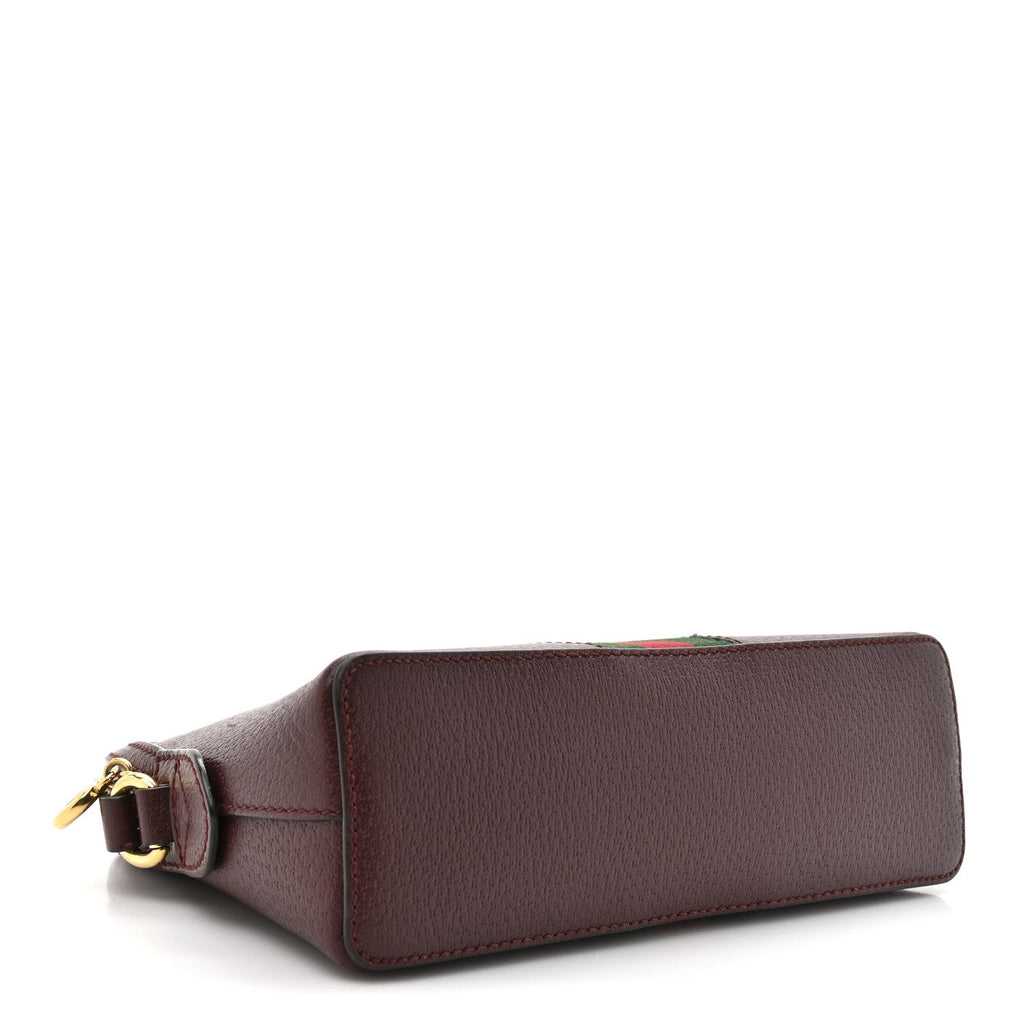 Textured Dollar Calfskin Web Small Ophidia Dome Shoulder Bag Burgundy
