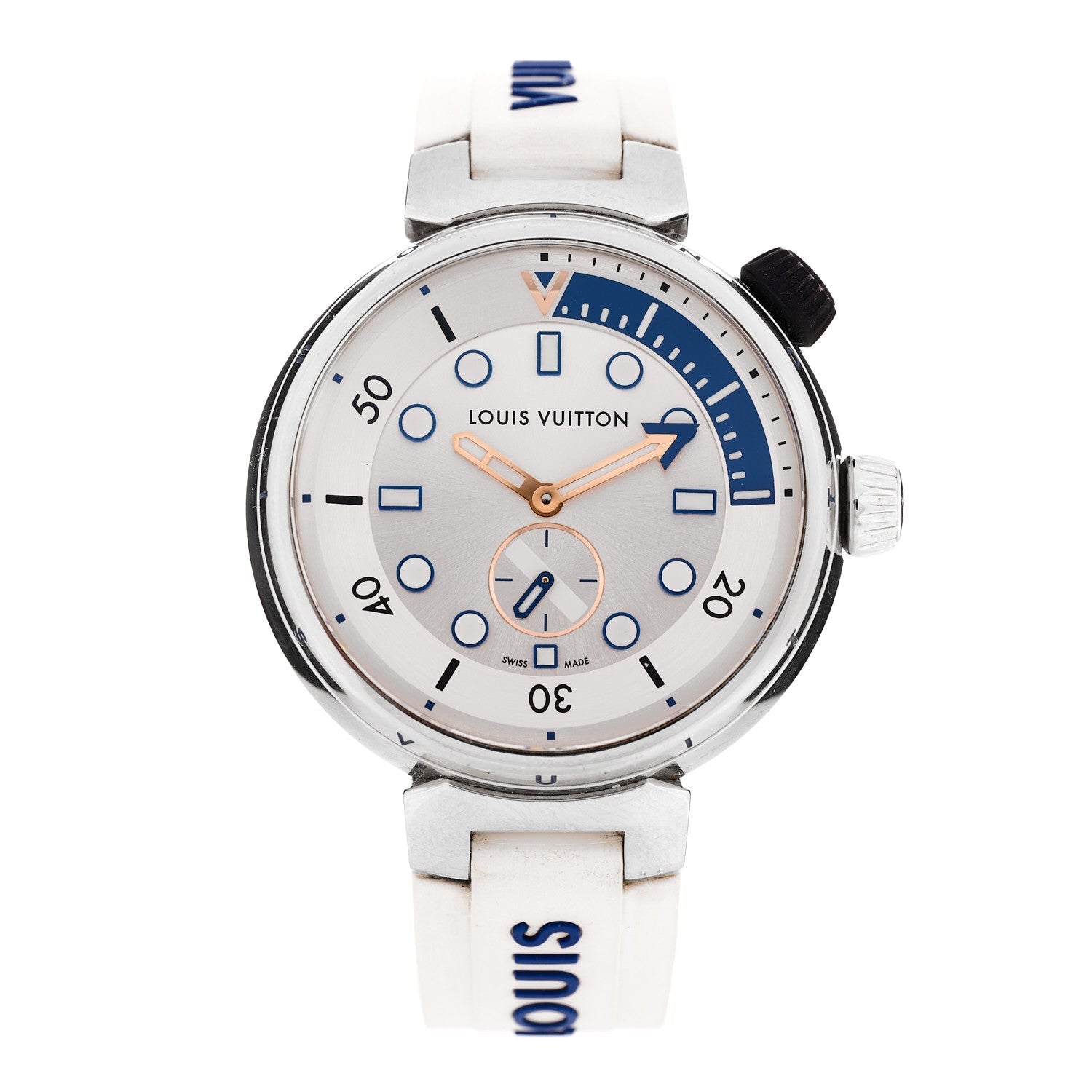 Stainless Steel Rubber 40mm Tambour Street Diver Quartz Watch White