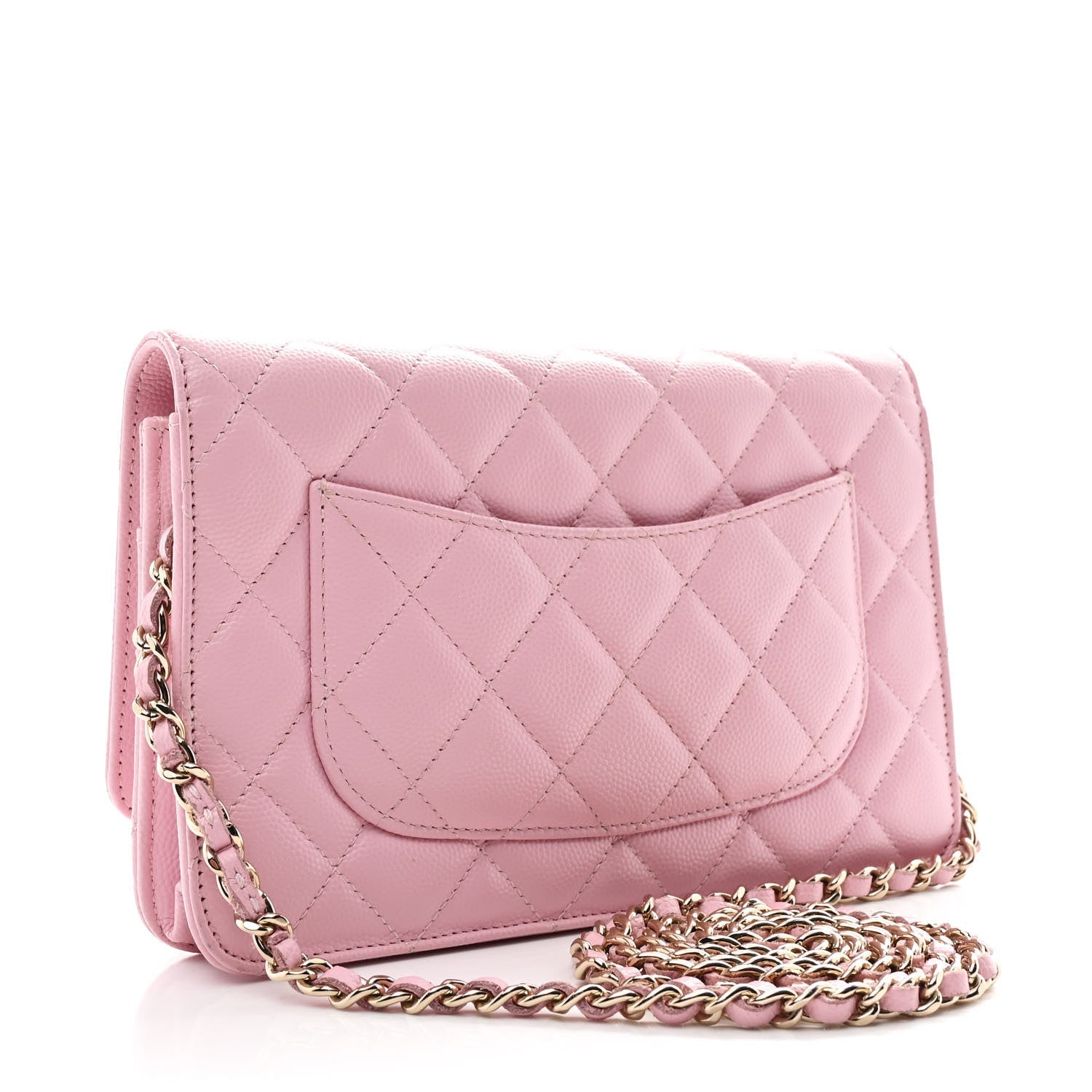 Caviar Quilted Wallet on Chain WOC Light Pink