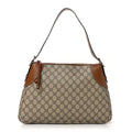 GG Supreme Monogram Emblem Medium Shoulder Bag Beige Dark Brown