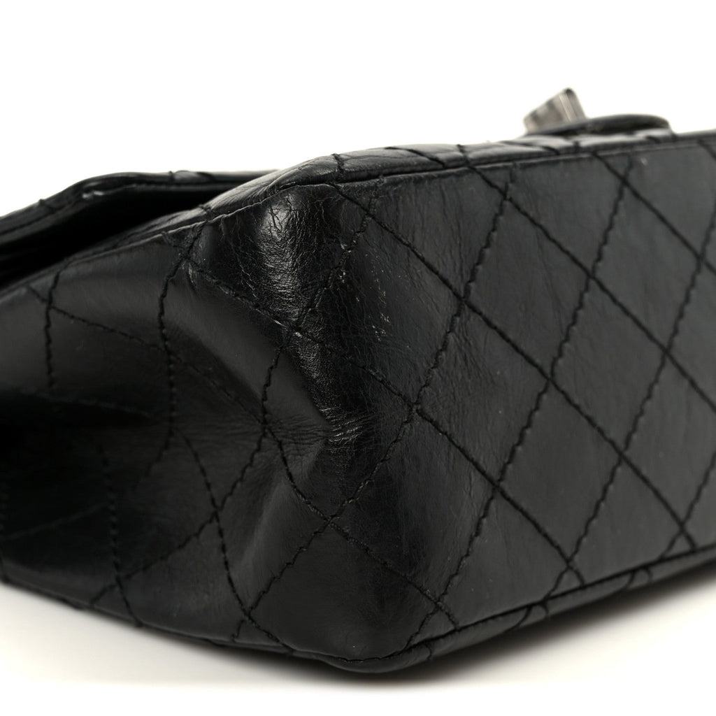 Aged Calfskin Quilted 2.55 Reissue 225 Flap Black