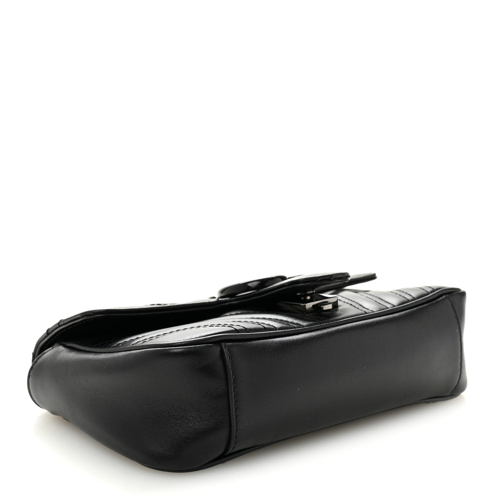 Calfskin Matelasse Monochrome Mini GG Marmont Shoulder Bag Black