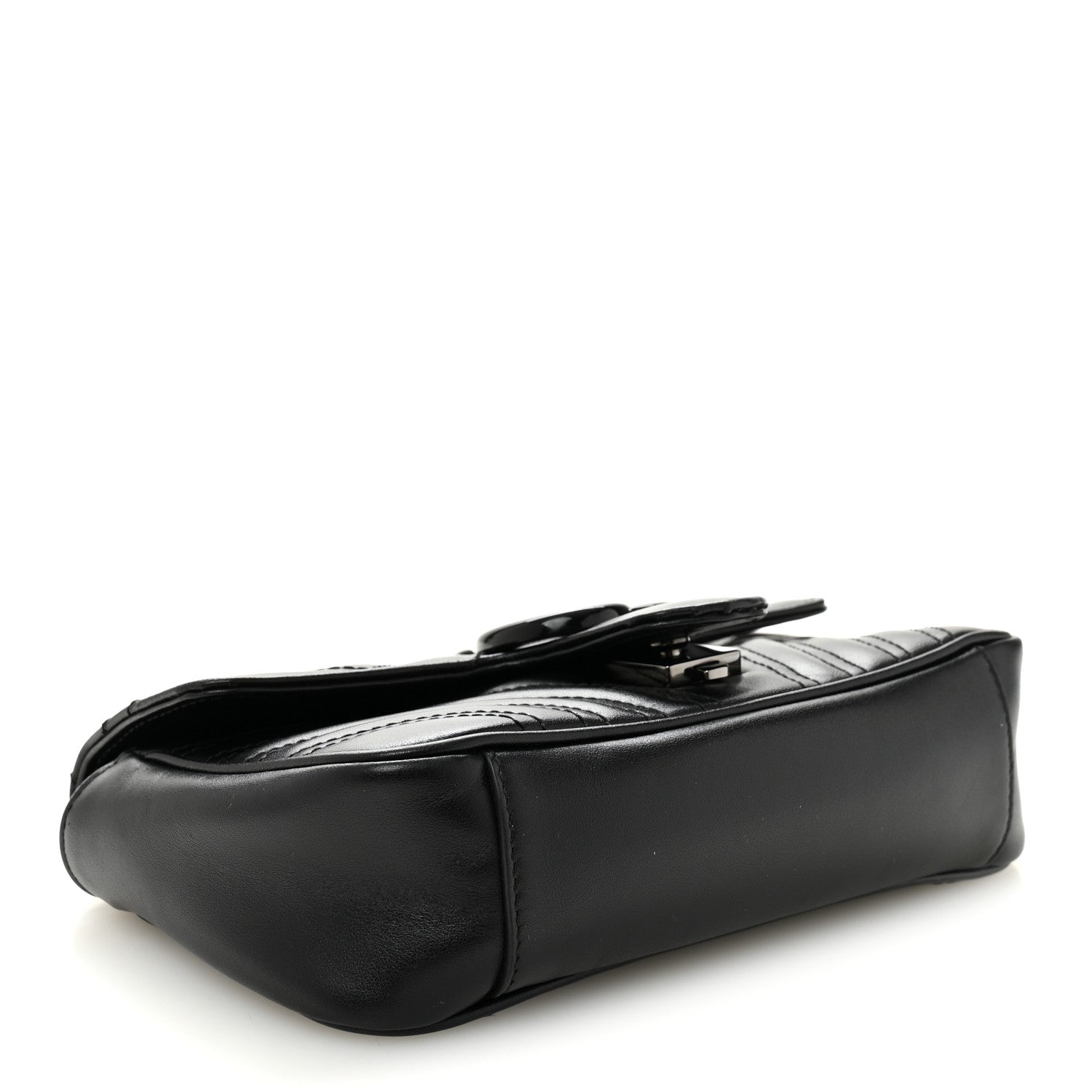 Calfskin Matelasse Monochrome Mini GG Marmont Shoulder Bag Black