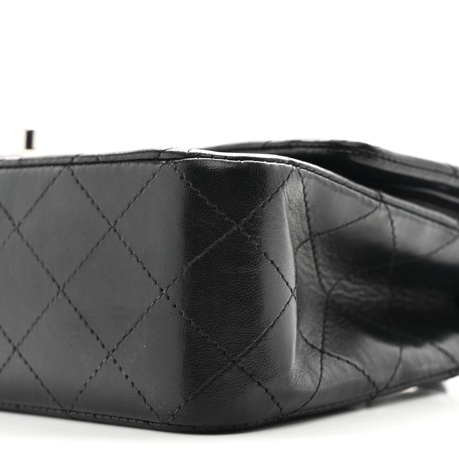 Lambskin Quilted Medium Double Flap Black