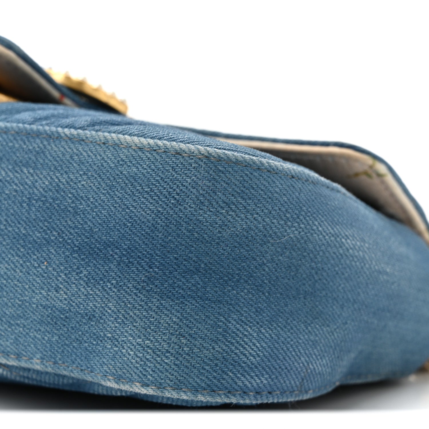 Denim Matelasse Mini Pearly GG Marmont Shoulder Bag Blue
