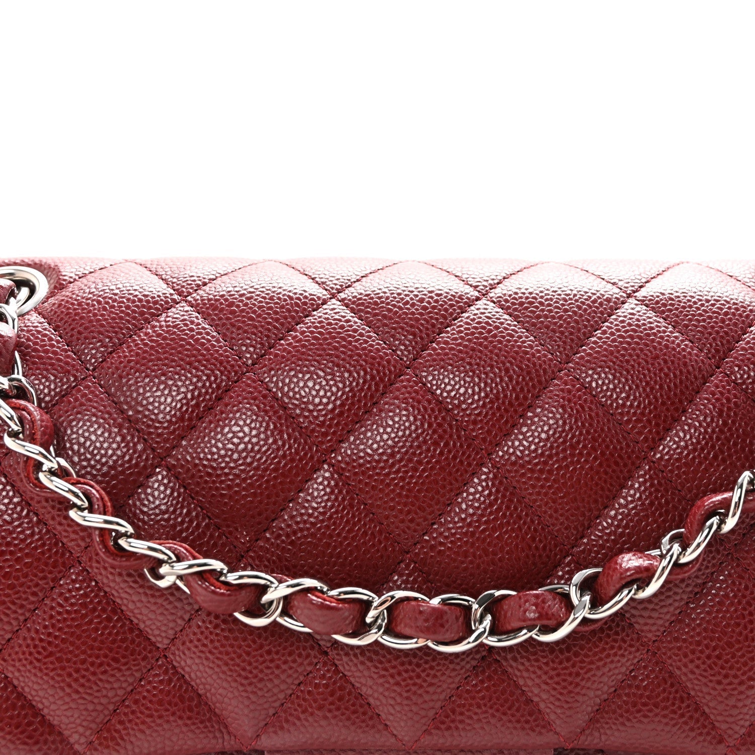 Caviar Quilted Medium Double Flap Burgundy