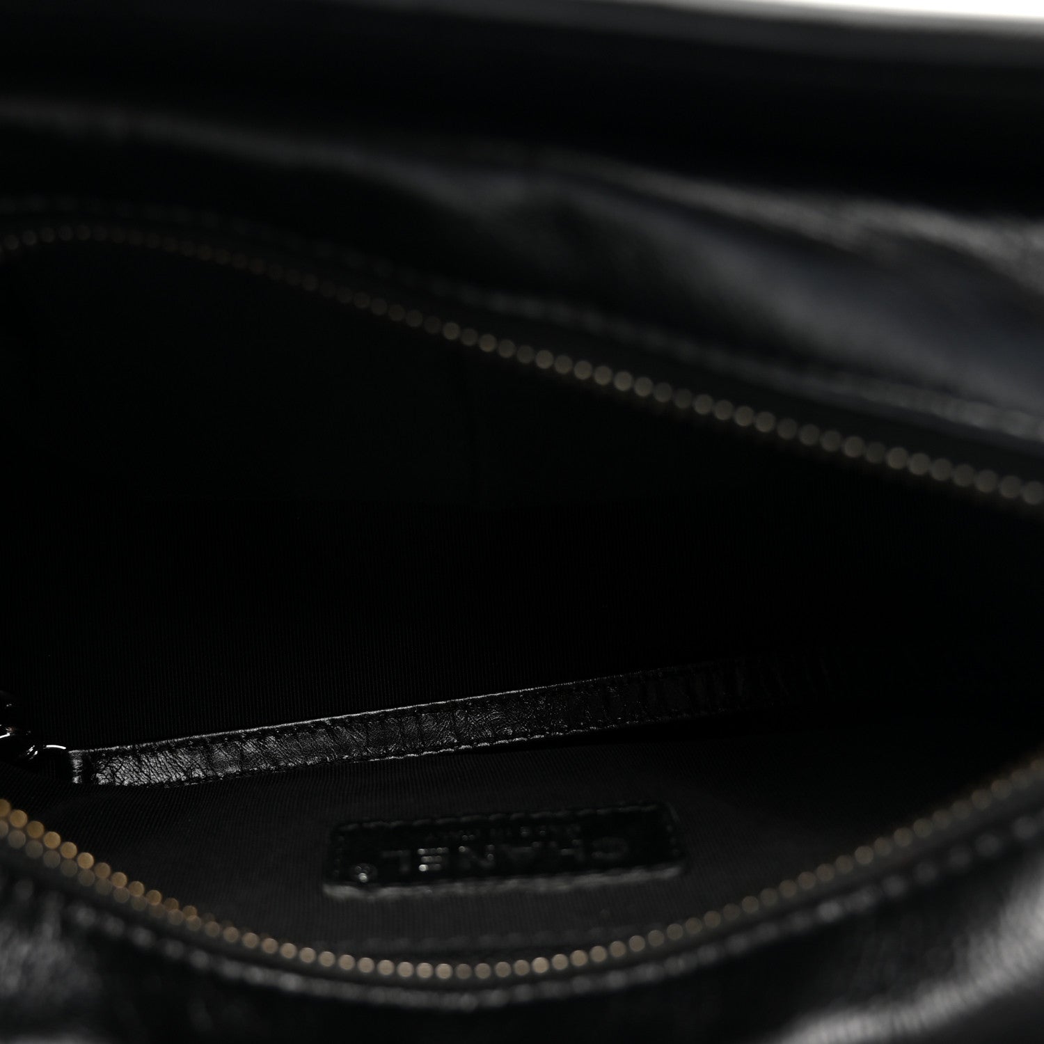 Metallic Crumpled Goatskin Quilted Small Gabrielle Hobo Black Gold