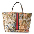 GG Supreme Monogram Water Flora Web Large Ophidia Tote Beige White Multicolor