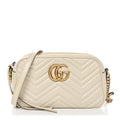 Calfskin Matelasse Small GG Marmont Chain Shoulder Bag White