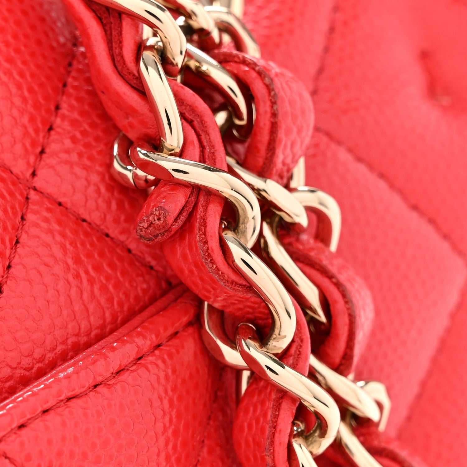 Caviar Quilted Medium Double Flap Red
