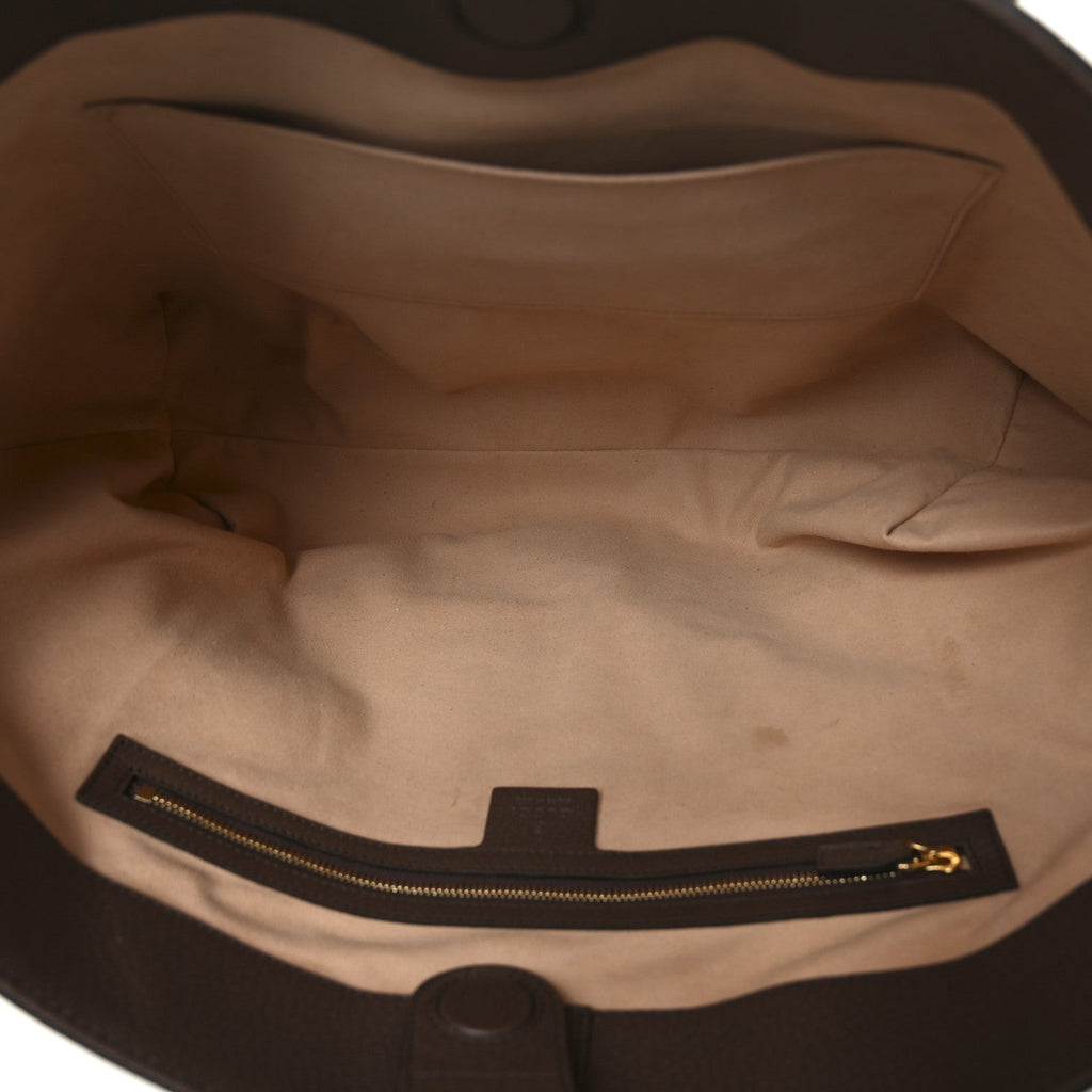 GG Supreme Monogram Textured Calfskin Web Medium Ophidia Shopping Tote Beige Ebony New Acero