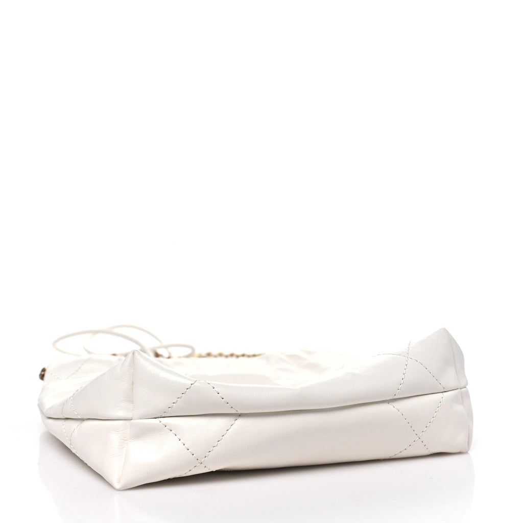 Shiny Calfskin Quilted Mini Chanel 22 White