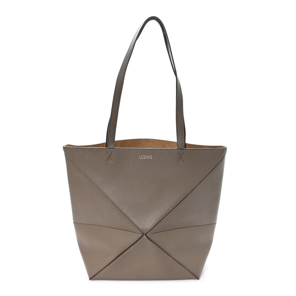 Shiny Calfskin Medium Puzzle Fold Tote Sand