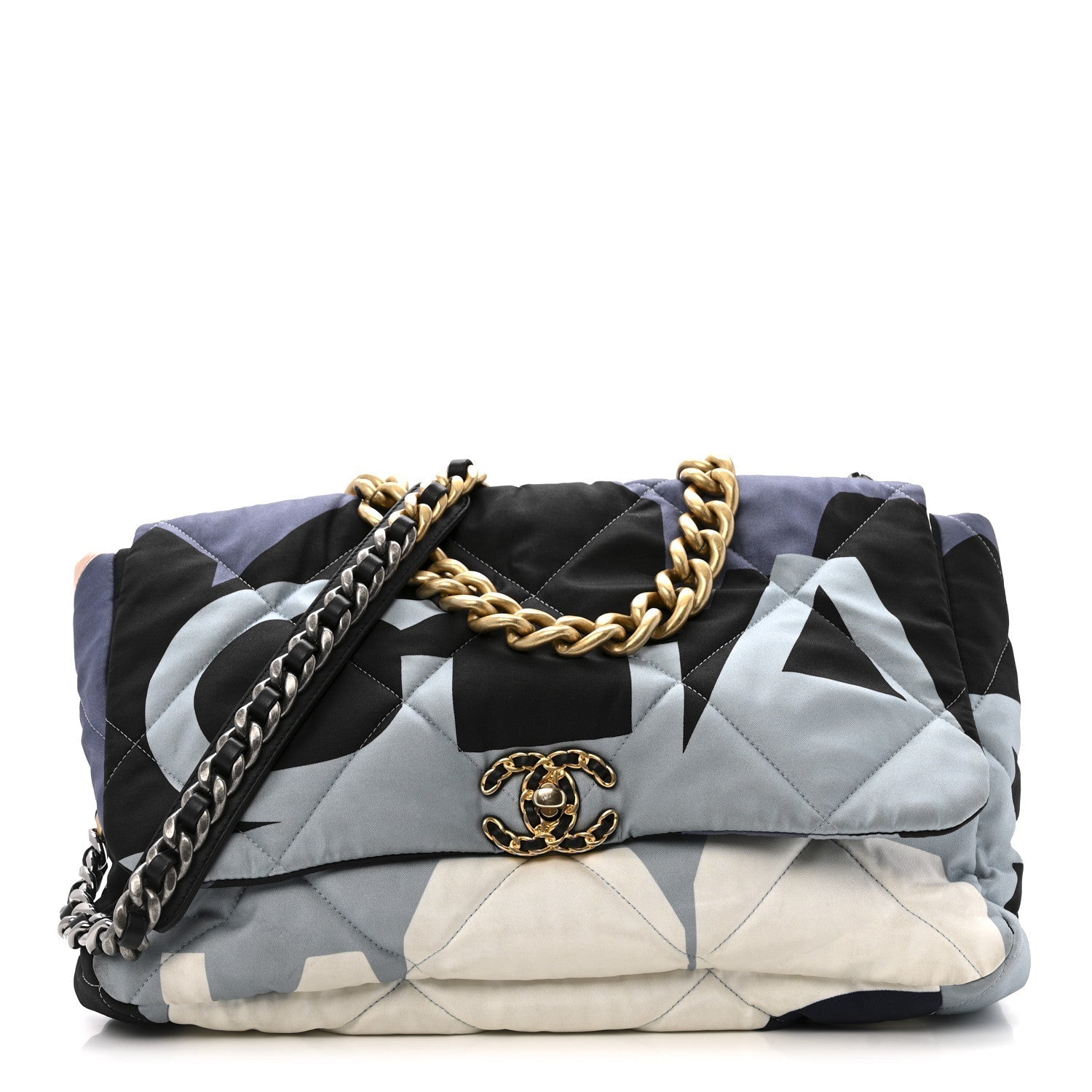 Silk Maxi Scarf Chanel 19 Flap Black Blue White