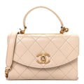 Lambskin Quilted Small Trendy Spirit Top Handle Bag Beige