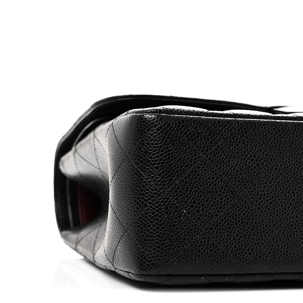 Caviar Quilted Jumbo Double Flap Black