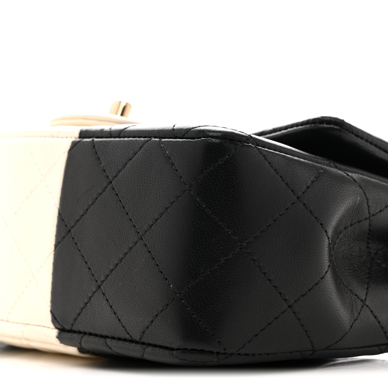 Lambskin Quilted Mini Rectangular Flap Black White