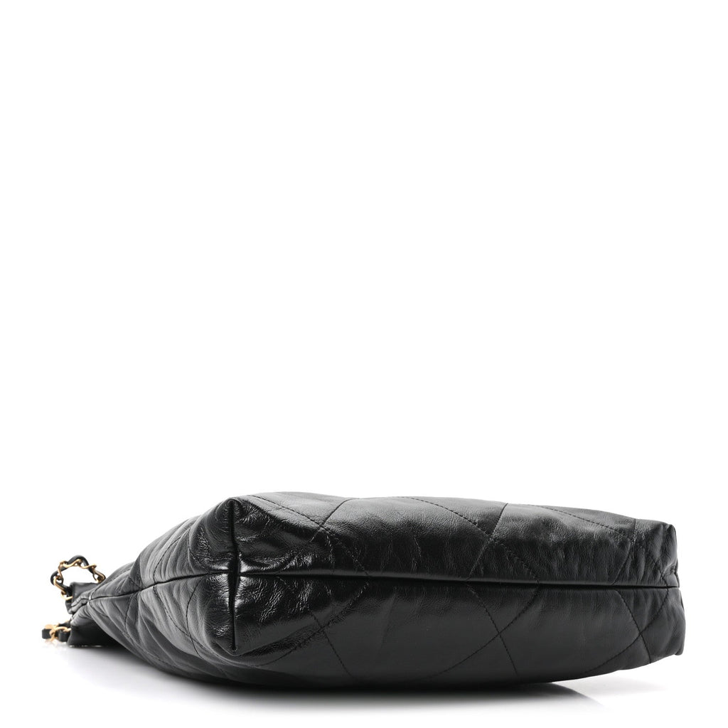 Shiny Calfskin Quilted Small Chanel 22 Black