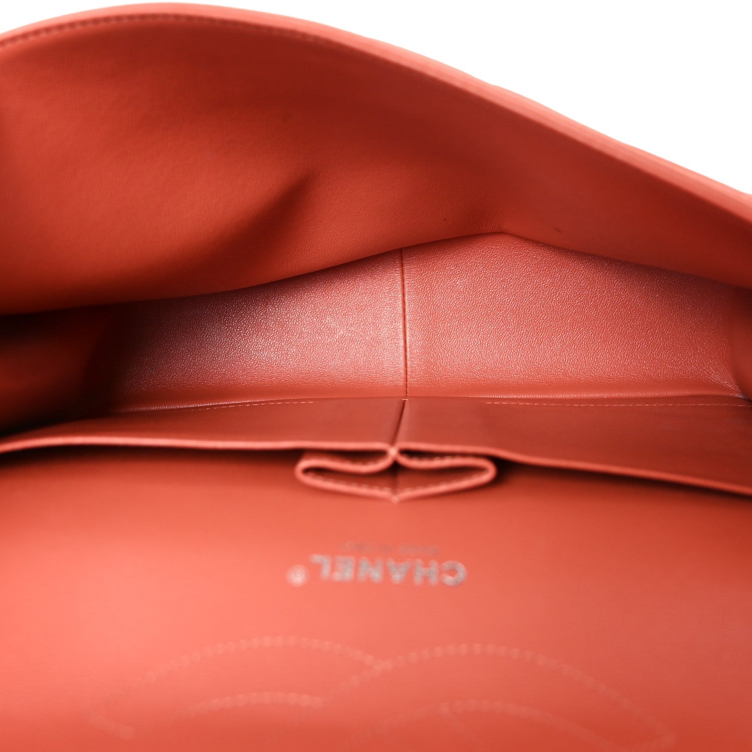 Lambskin Quilted Jumbo Double Flap Orange