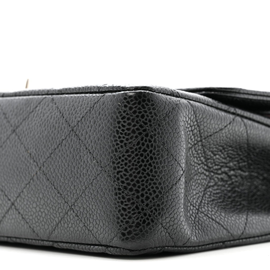 Caviar Quilted Medium Double Flap Black