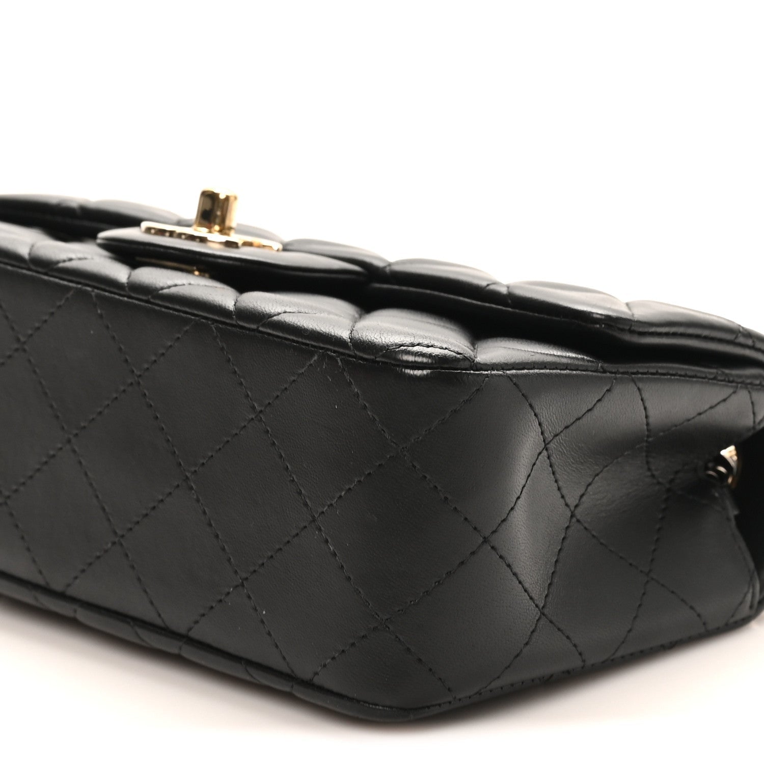 Lambskin Quilted Mini Rectangular Flap Black